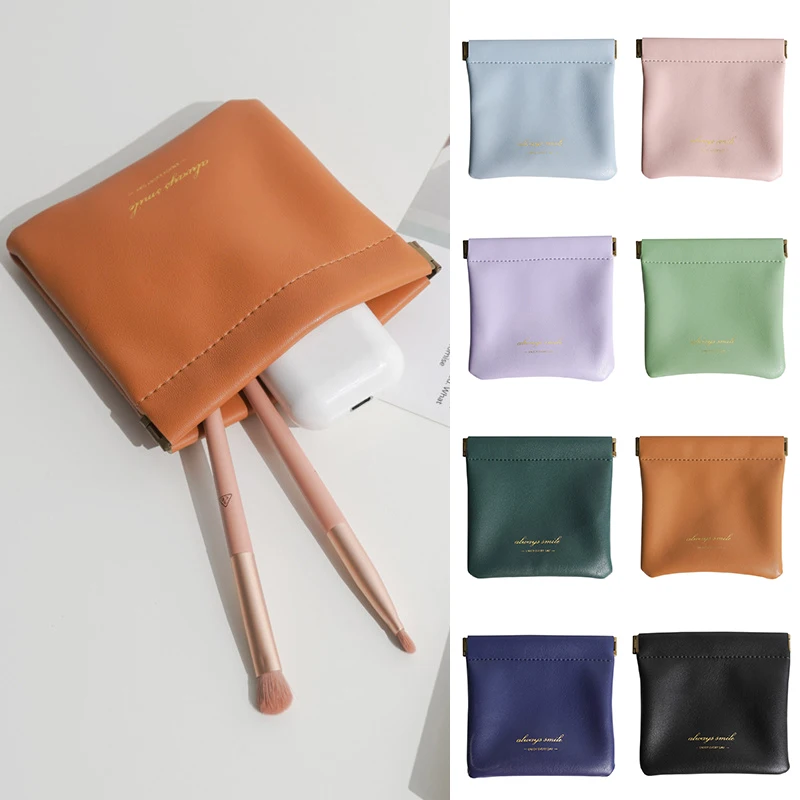 Lady PU Airpods Earphone Wire Bag Portable Leather Cosmetics Lipsticks Pouch Storage Bag Mini Coin Purse Organizer Women Wallet