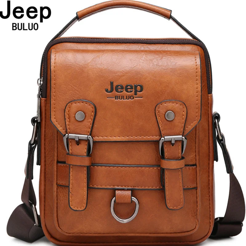 

JEEP BULUO New Multi-function Business Handbags Men Man's Shoulder Bag Large Capacity Leather Messenger Bag Crossbody