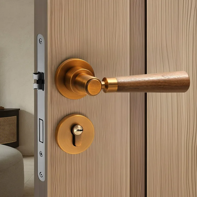 

New Chinese Style Room Door Lock, Retro Interior Bedroom, Office Door Lock, Magnetic/silent Split Room Door Handle Lock