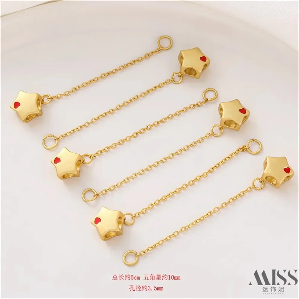 18K الذهب ملفوفة الخماسي قطرة النفط الحب ثقب كبير حبة سلسلة معلقة DIY بها بنفسك اكسسوارات سوار سلسلة معلقة سلسلة السلامة #4