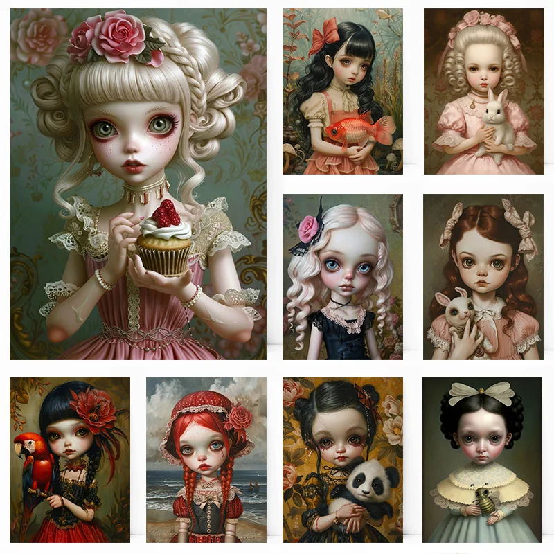Cartoon Strange Girl The Cupcake Doll Dark Beautiful Blonde Poster Print Wall Art Pictures Canvas Painting Room Home Decor Gift