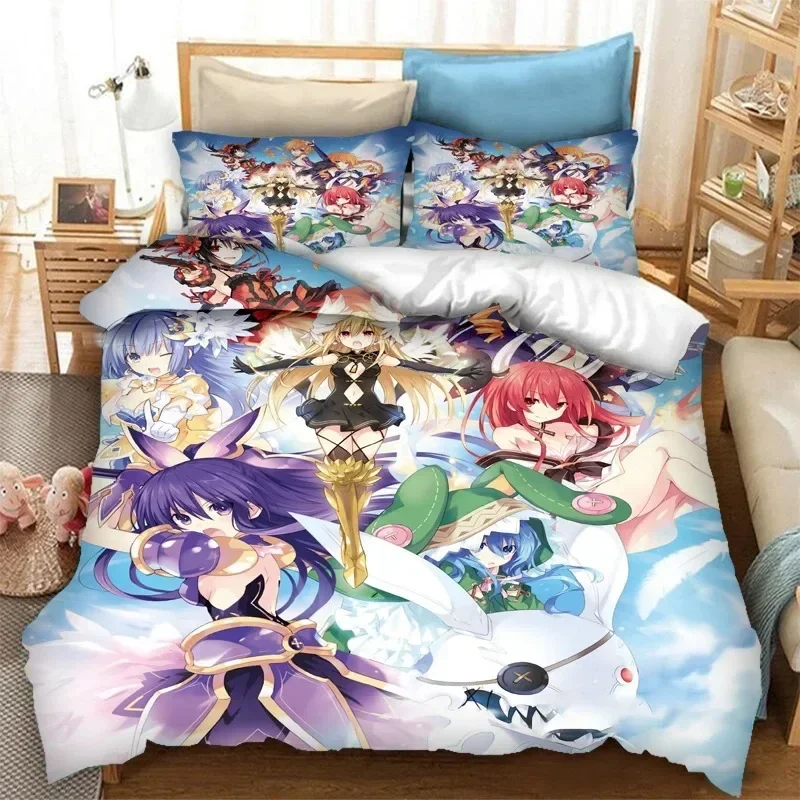 

Anime Date A Live Kids Adult Fashion Printed Bed Set Duvet Cover Pillowcase Bedding Set Linen Sheet Quilt Cover Queen King Size