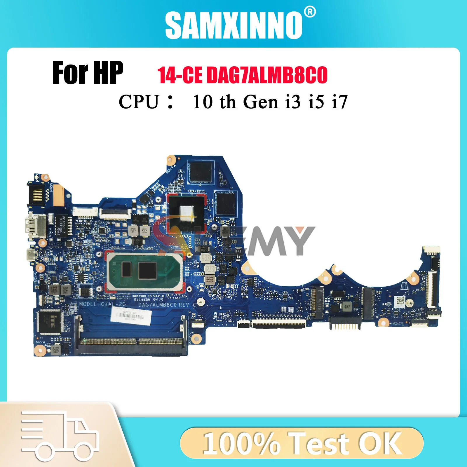 

DAG7ALMB8C0 For HP Pavilion 14-CE Laptop Motherboard With i3 i5 10th Gen CPU MX250 2GB GPU L67082-601 100% Fully Tested