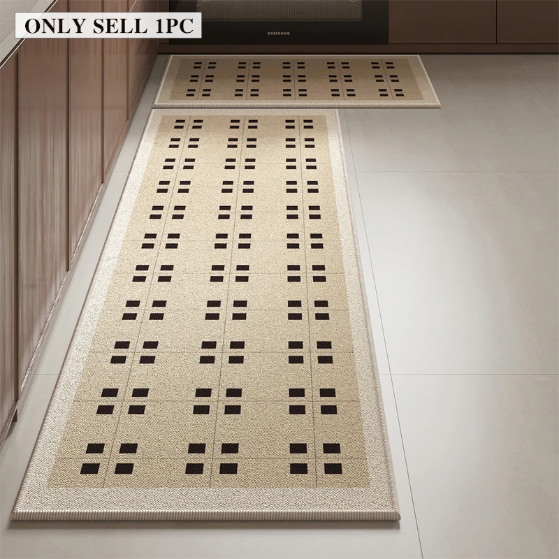 Kitchen Rug Stain-resistant Durable Dirt-resistant Floor Mat Geometric Patterned Carpet Long Size Mats Retro Home Decor Carpets