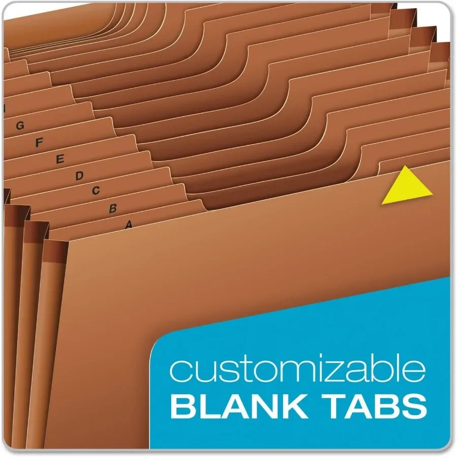 ملف توسيع عالي التحمل: 21 جيبًا من علامة التبويب A-Z، وحواف معززة من Tyvek وإغلاق مرن للاستخدام المكتبي/الكلية (بني)