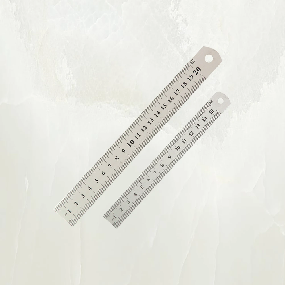 

2pcs 20cm 15cm Steel Ruler Set Precision Metal Graduated Office Straight Rulers Stainless Scale Mark Wear Resistant