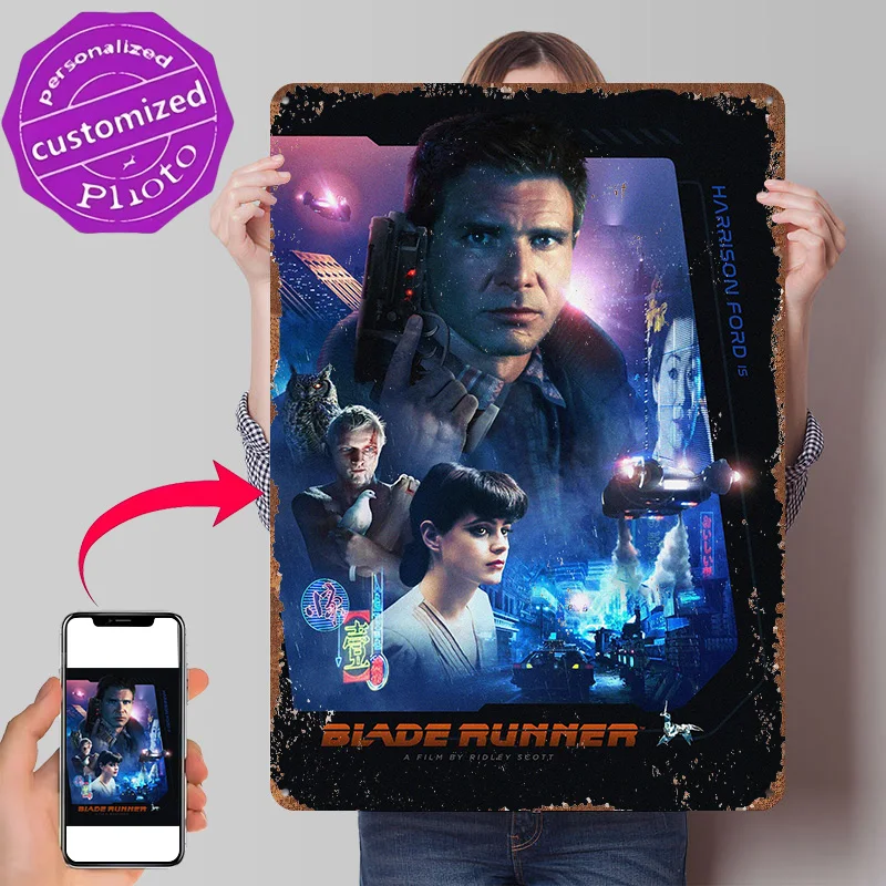 Blade Runner Movie 3D Texture Printed Poster Custom Vintage Metal Tin Plate Sign for Wall Art Decoration At Home Bathroom Decor