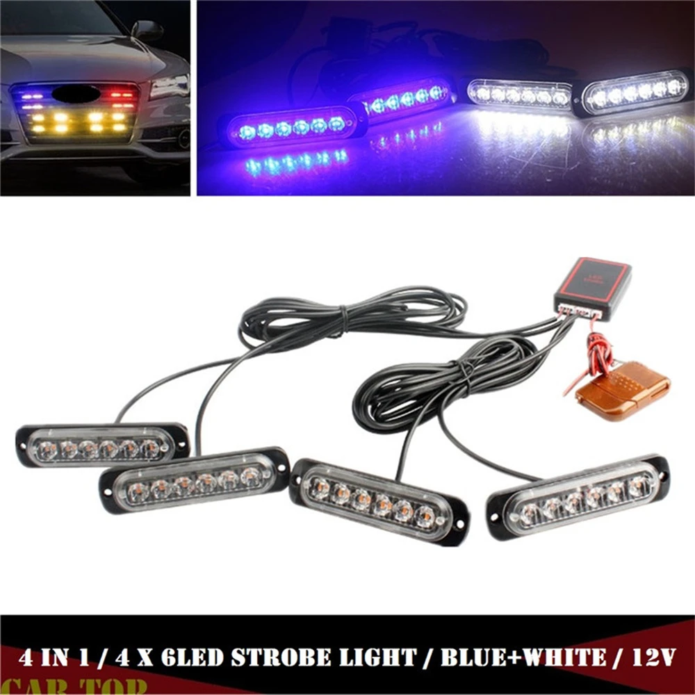 4 in 1 Flasher Noodbaken Amber Waarschuwingslampje Afstandsbediening Stroboscopen LED Knippert Stroboscooplichten Voor Auto's 12 v