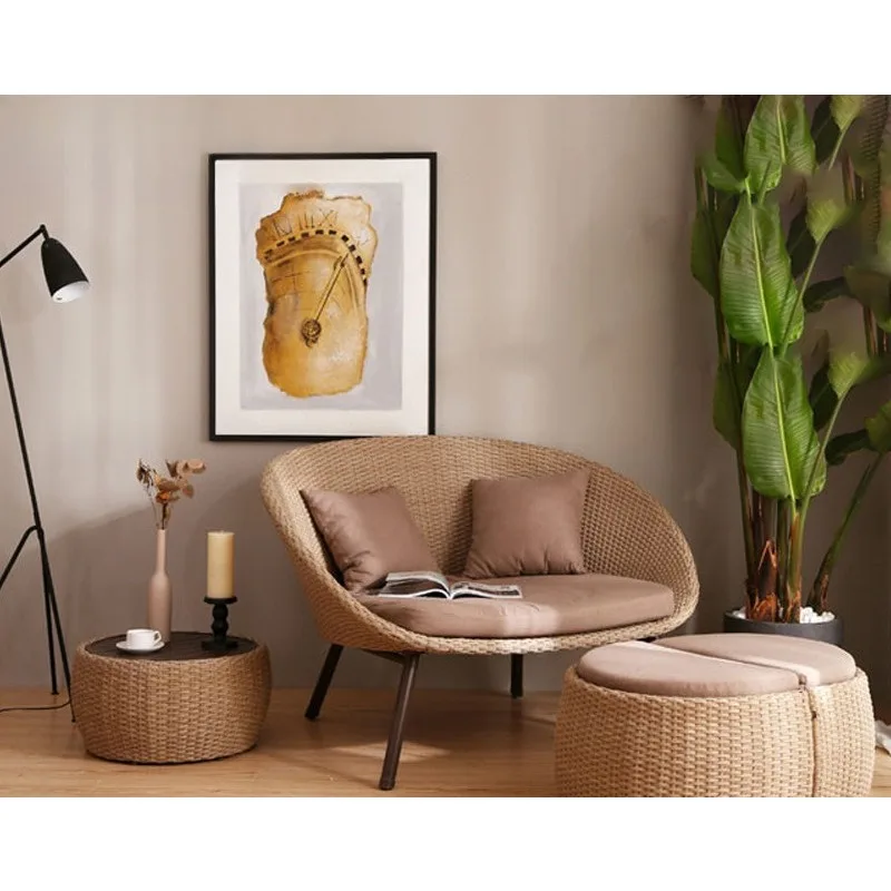 

Outdoor furniture courtyard living room double recliner bed and breakfast terrace rattan chair outdoor balcony rattan sofa tea t