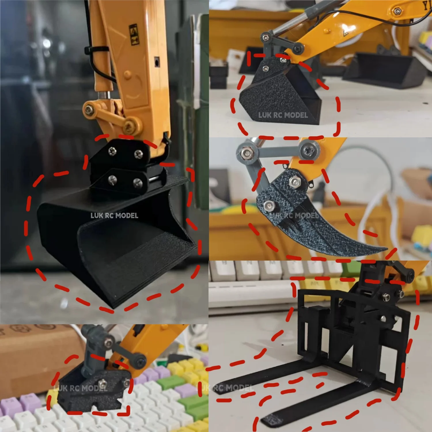 1/50 Repper Fork Quick Coupler Flat Bucket Big for Yigong Attachments Accessories YG 970 Excavator Model RC 520 Digger 3D Print
