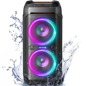 W-KING 100W RMS Bluetooth Speakers, IPX6 Waterproof, V5.3 Portable Party Boombox Wireless Deep Bass/115dB Loud Massive Sound