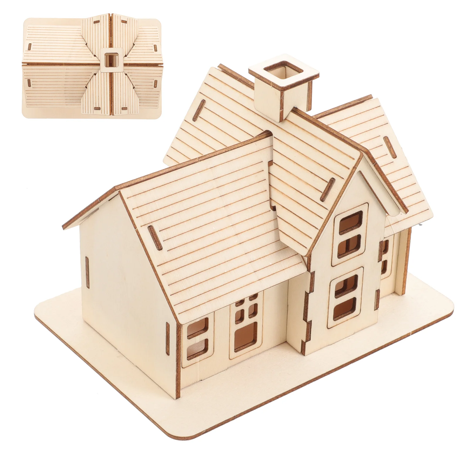 

Log Cabin Model 3d Wood Puzzle Puzzles DIY Assembly House Rural Assemble Wooden Funny for Child