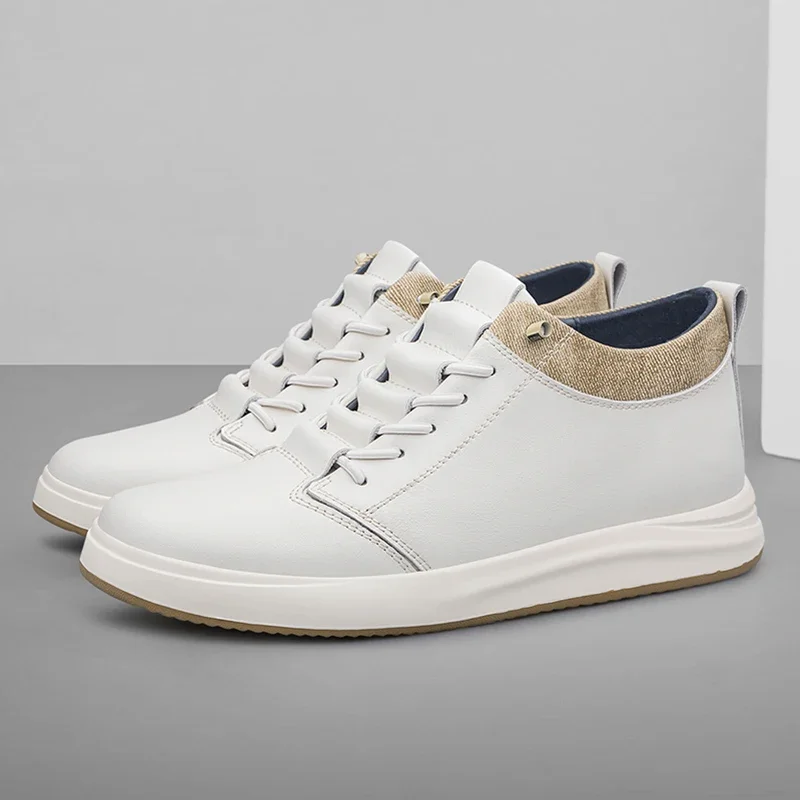 

Brand Men Height Increase Shoes Fashion Designer Genuine Leather Shoes Man Walking Shoe Casual White Shoes for Men
