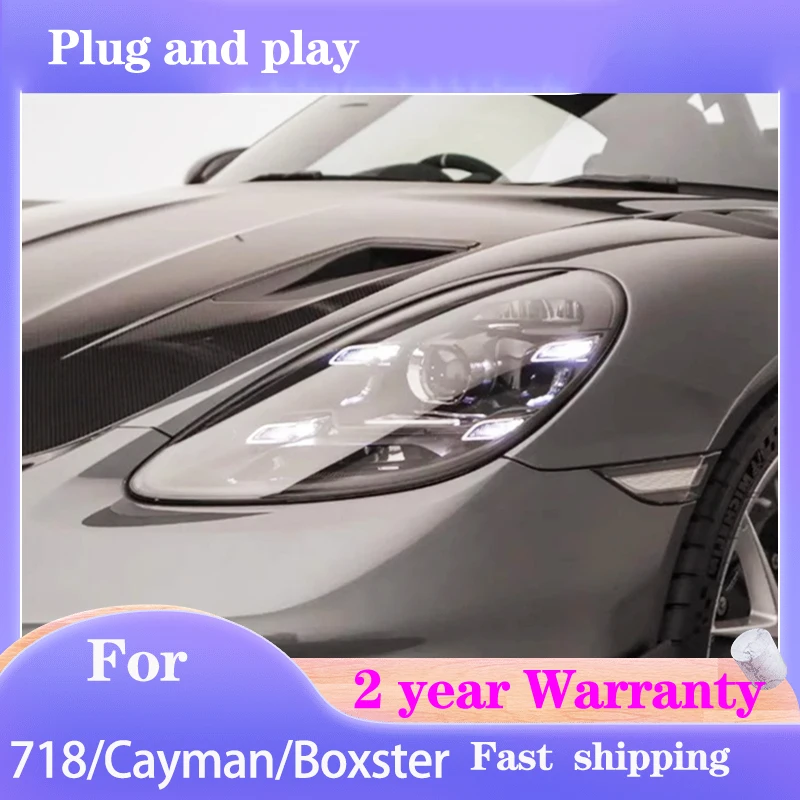 

Car Styling for Porsche 718 Front Light 2016-2021 Cayman Headlight Boxster DRL Turn Signal High Beam Angel Eye Projector Lens