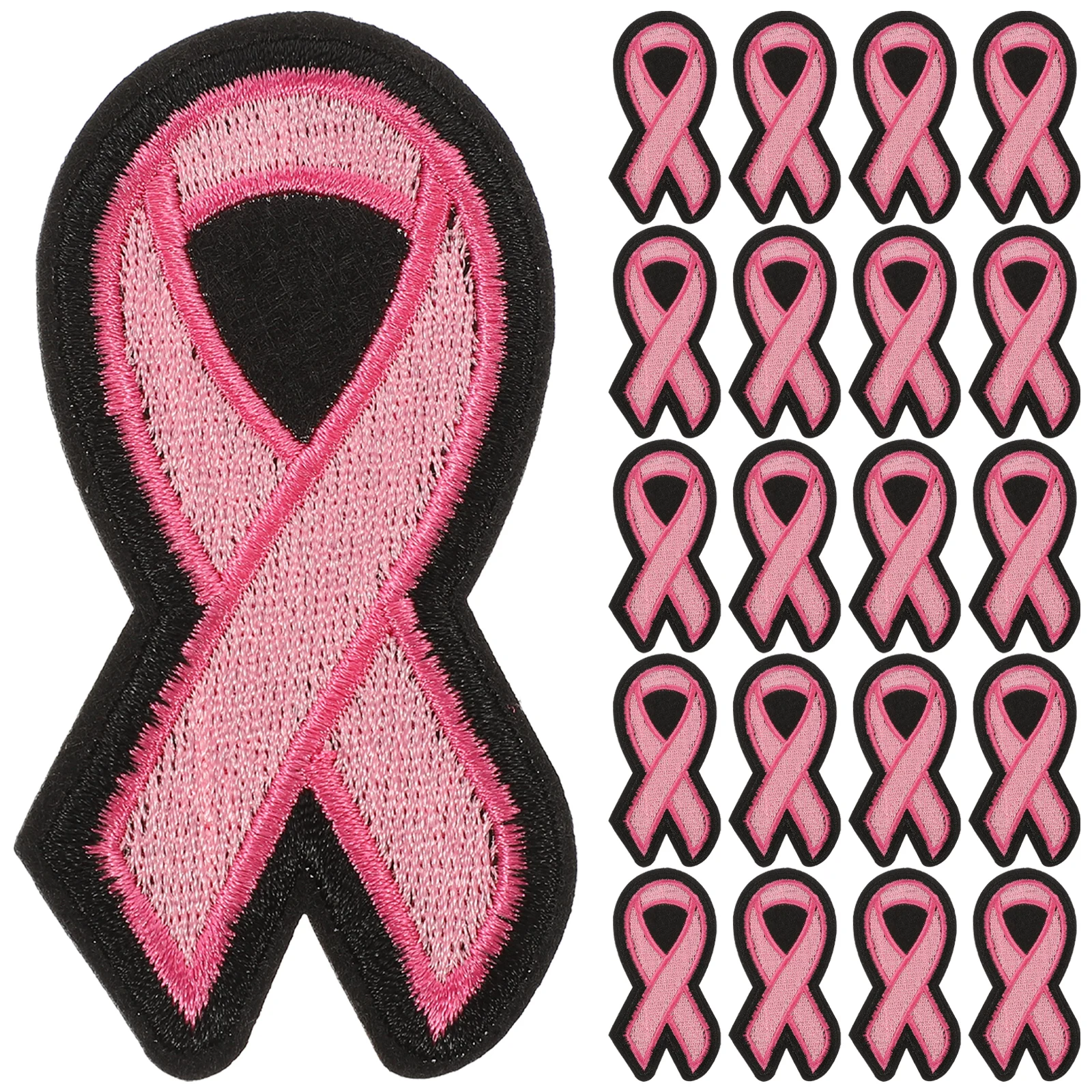

40 Pcs Breast Cancer Ribbon Embroidered Patches Iron On Sewing Decor Colored Tape Clothing Accessories DIY Patch