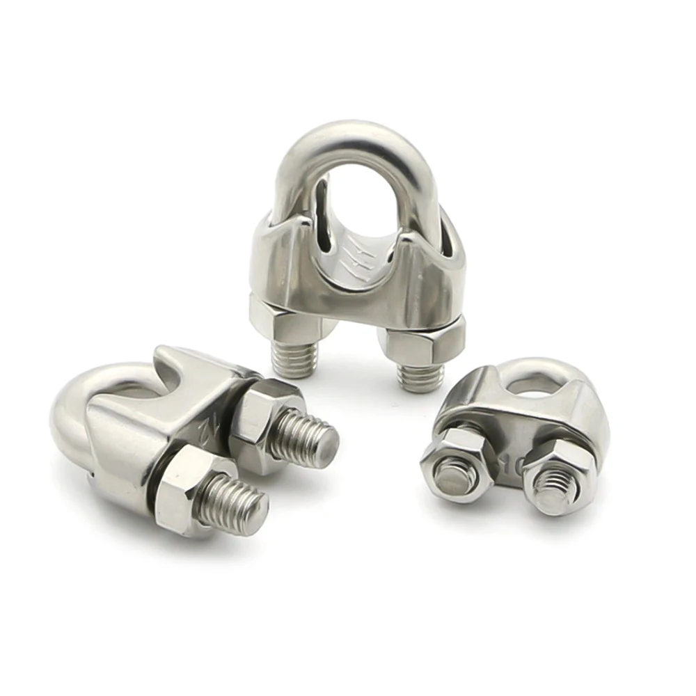 U type Clamp Wire Clips Stainless Steel M2/4/6/8/10/12/14/16mm Rope Clip Cable Bolts Rigging Hardware Clamps Wire Rope Cable