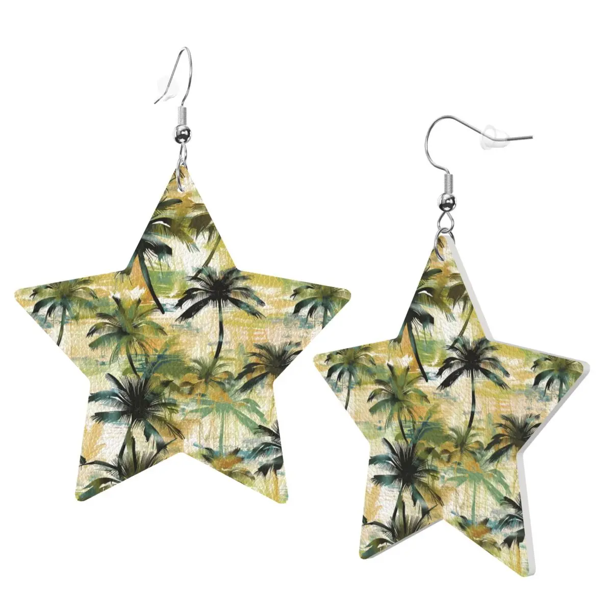 Custom Hawaiian Summer Day PVC Leather Earrings Dangle Earrings Jewelry For Women For Wife Mother Gift
