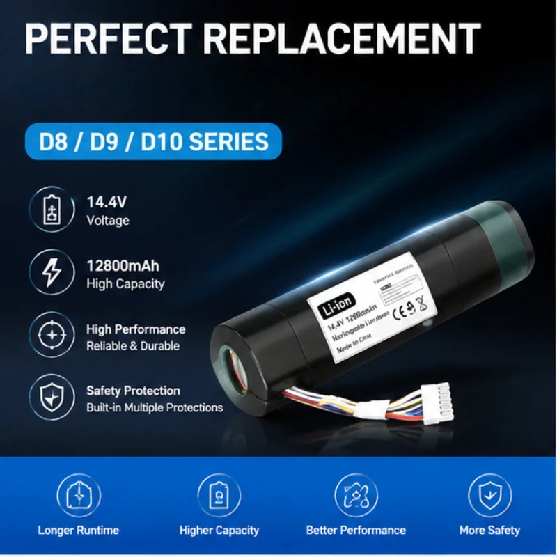 12800mAh Compatible for  Neato Sweeping Machine Battery D8 D9 D10 Lithium-ion Charging 14.4V Large Capacity Battery Pack