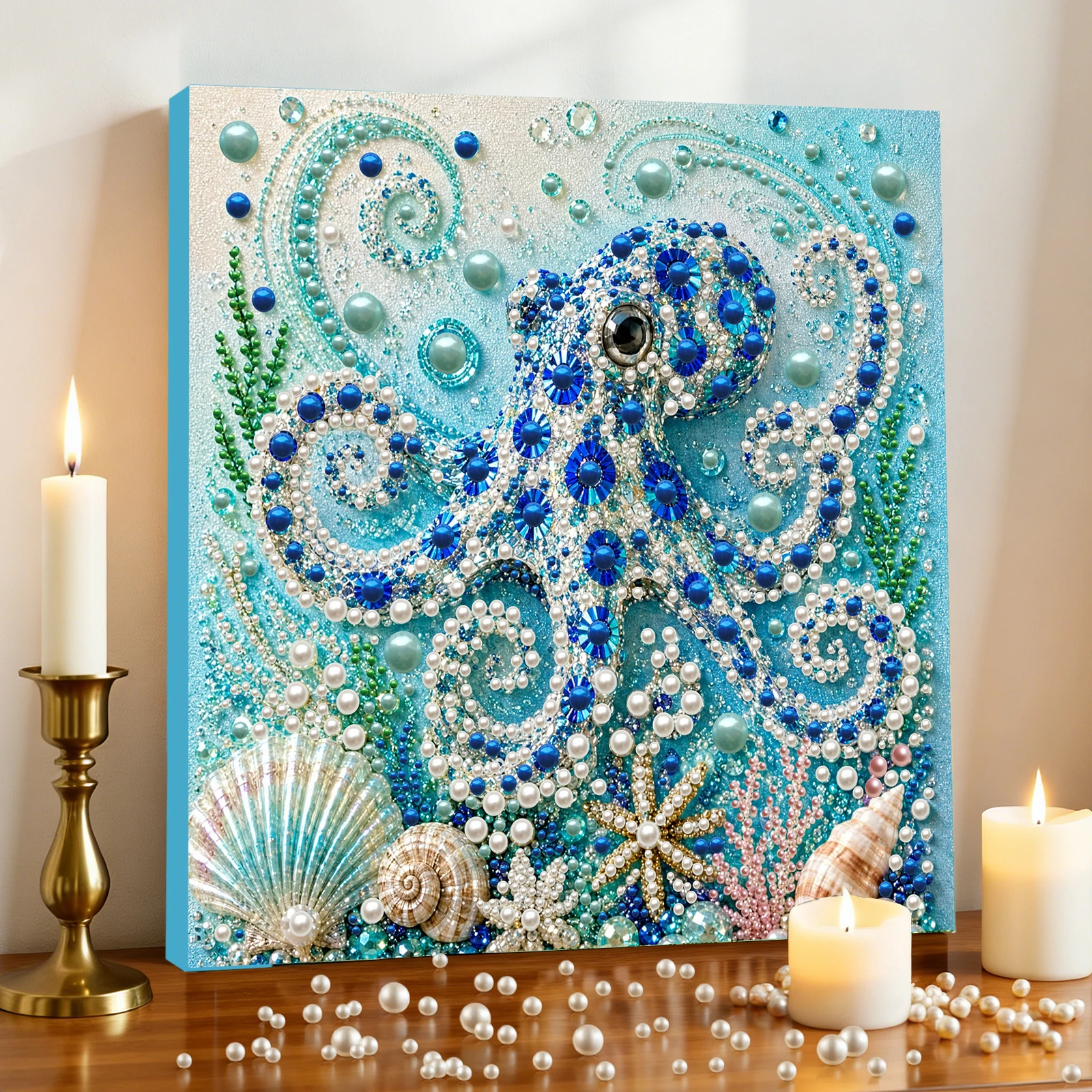 Art Craft Jellyfish - Ozean-Thema DIY Perlen-Diamant-Malerei-Kunstset, Schildkröten-Quallen-Meerestier-Perlen-Bastelset, für Erwachsene
