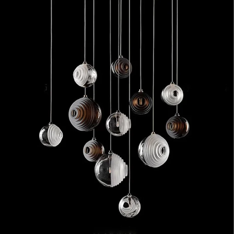 American-style amber/white glass ball chandelier, suitable for living rooms, dining rooms, ceiling pendant lighting lustre