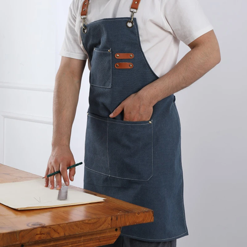 Thick canvas apron, kitchen, coffee, hair salon, carpenter, horticultural worker, denim strap, cotton apron