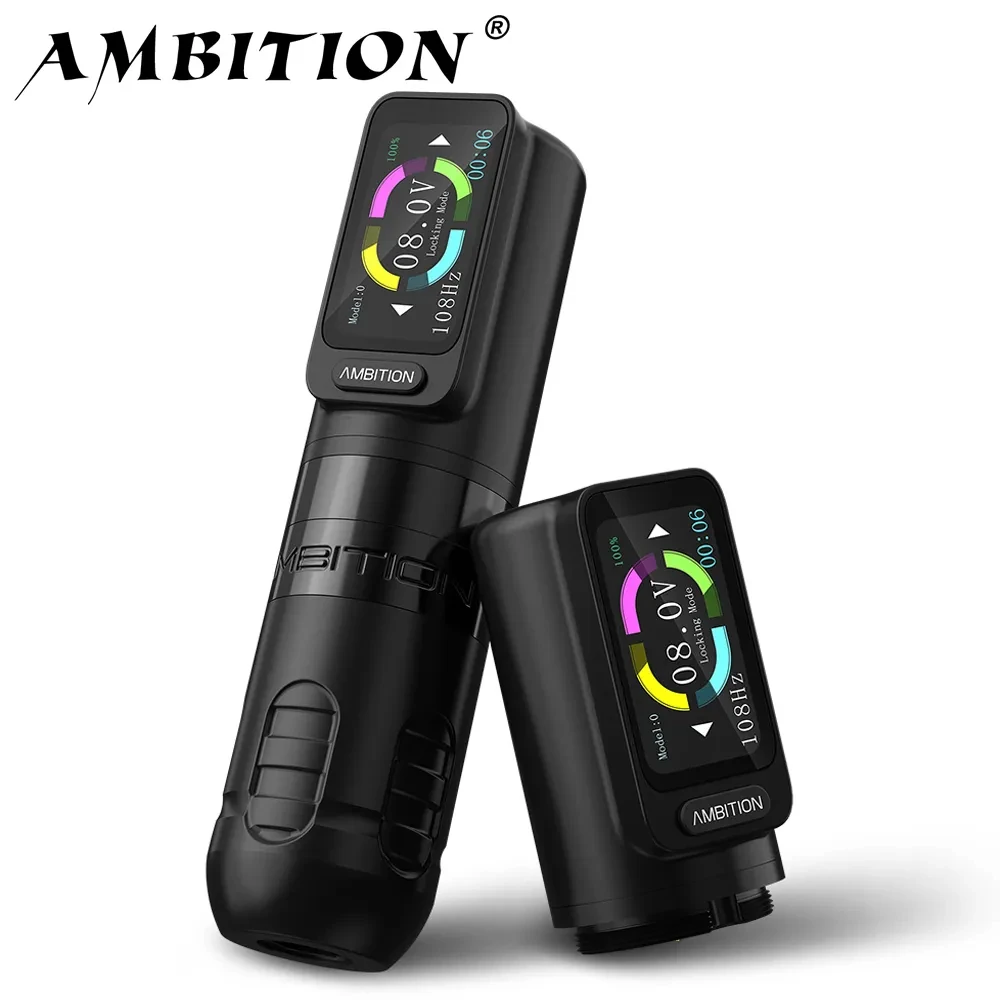 

Ambition Zetton Wireless Tattoo Machine Pen Set Newest Straight Rod Structure Brushless Motor 2400mAh Battery 4.0mm 3.5mm Stroke