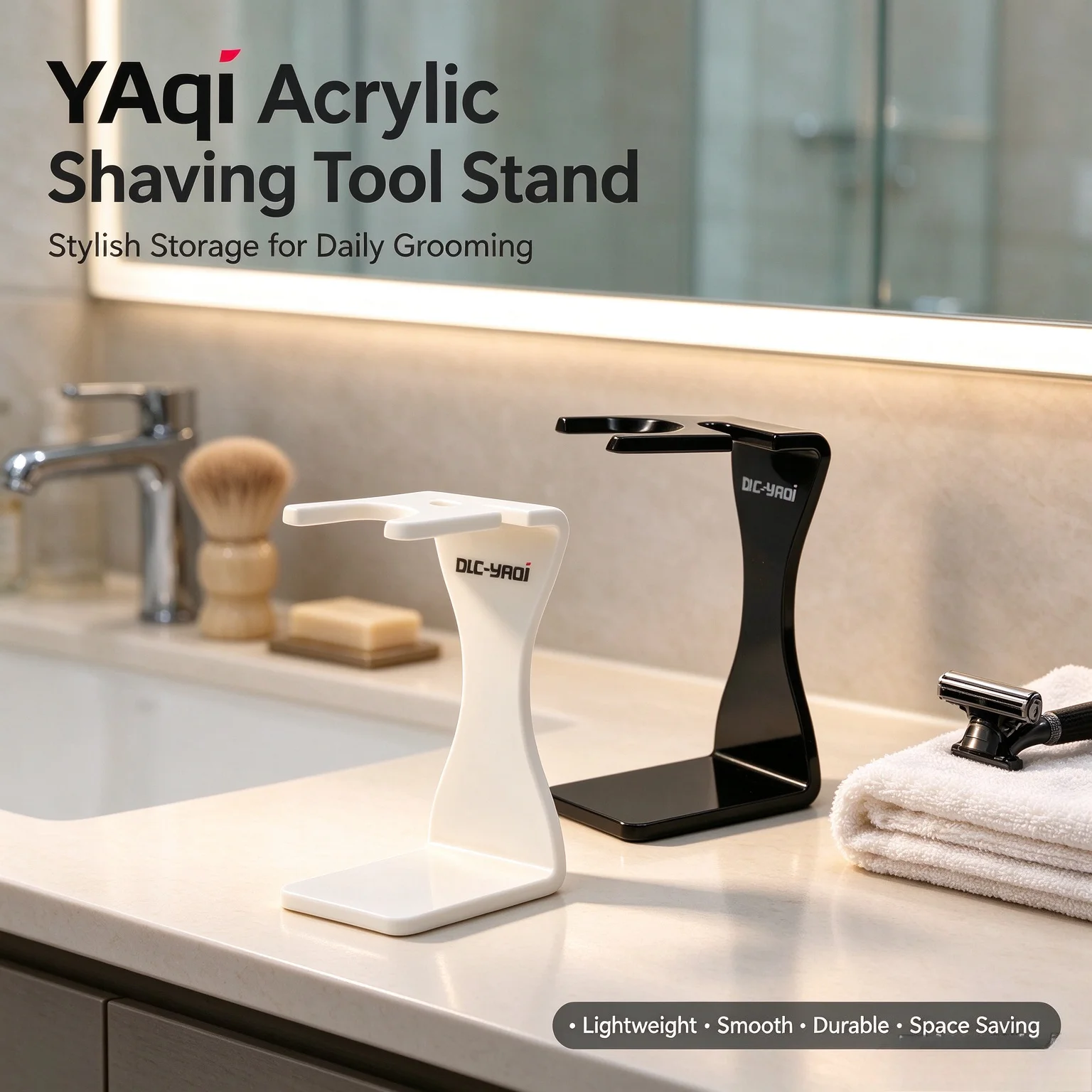 2026 Yaqi Men Shaving Products Noble Creamy Black White Color Shaving Brush And Razor Holder Wet Shave Tools Best Gift for Men