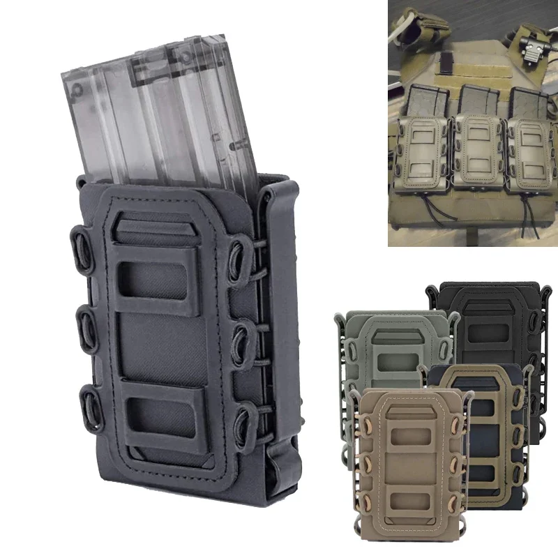 Tactical Fast Magazine Pouch for M4 5.56/7.62mm Mag Box Quick Release Soft Shell Mag TPR Holster Case Hunting Paintball Gear