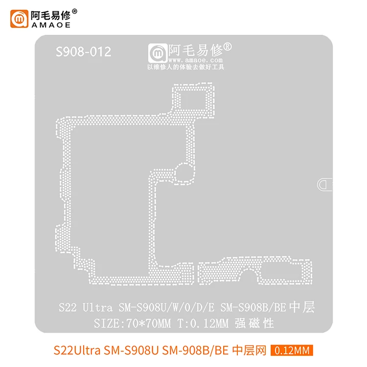 Трафарет BGA для Samsung S22 S901U S22Ultra S908U S908B, платформа для посадки с прямоугольным отверстием и прямым нагревом