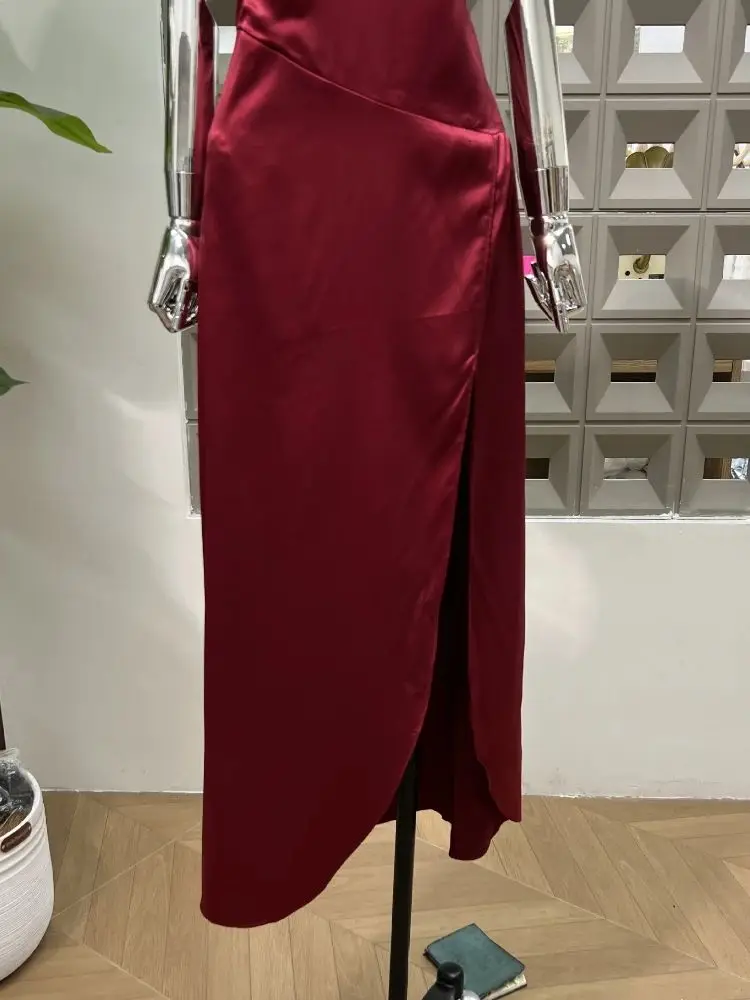 Women Sexy Sleeveless Deep V Neck Slit Wedding High Quality Cocktail Dress Party Birthday Celebrate Wedding Dresses Elegant Gown