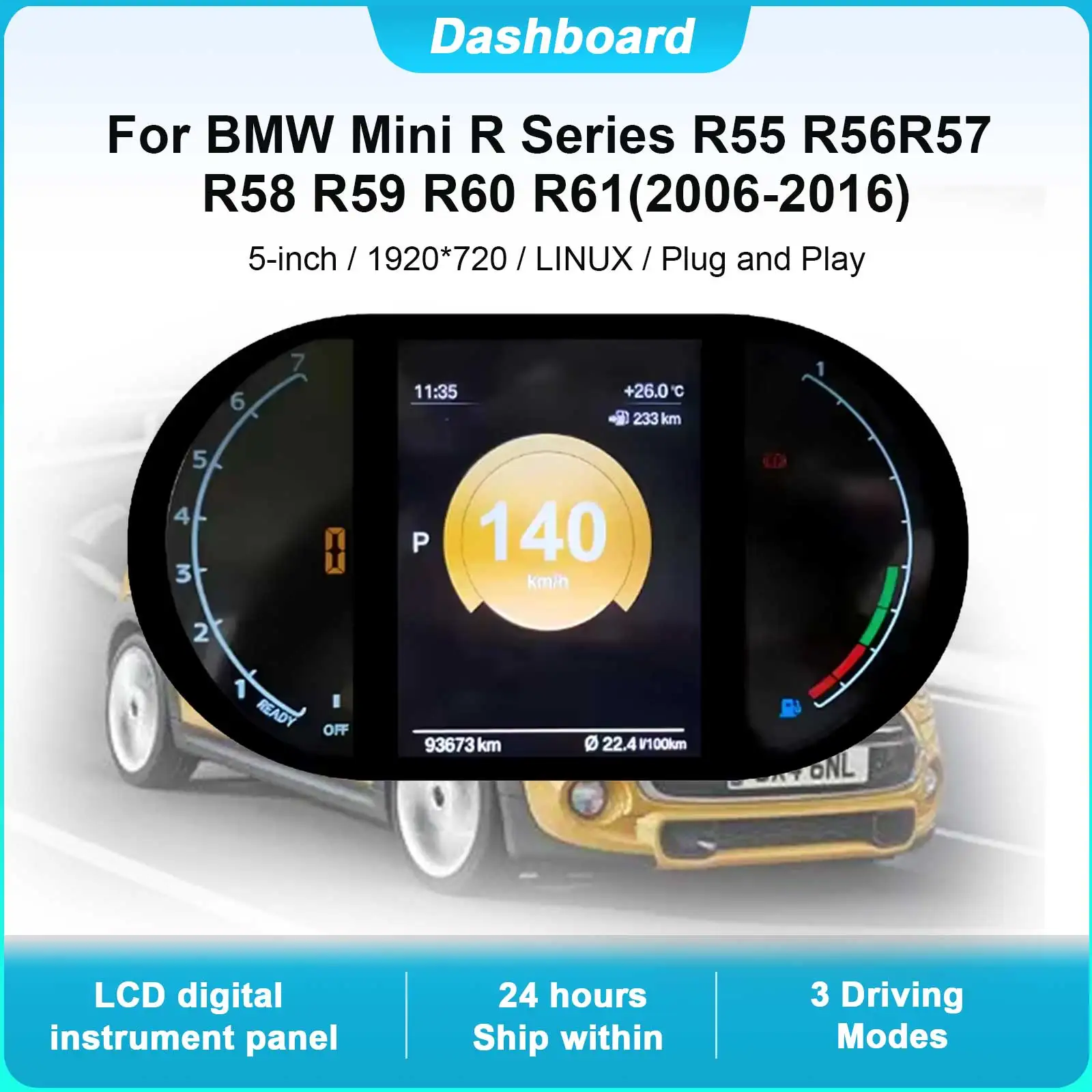 

Приборная панель с цифровым кластером для BMW Mini R серии R55 R56 R57 R58 R59 R60 R61 2006-2016, спидометр приборной панели, поддерживает и играть