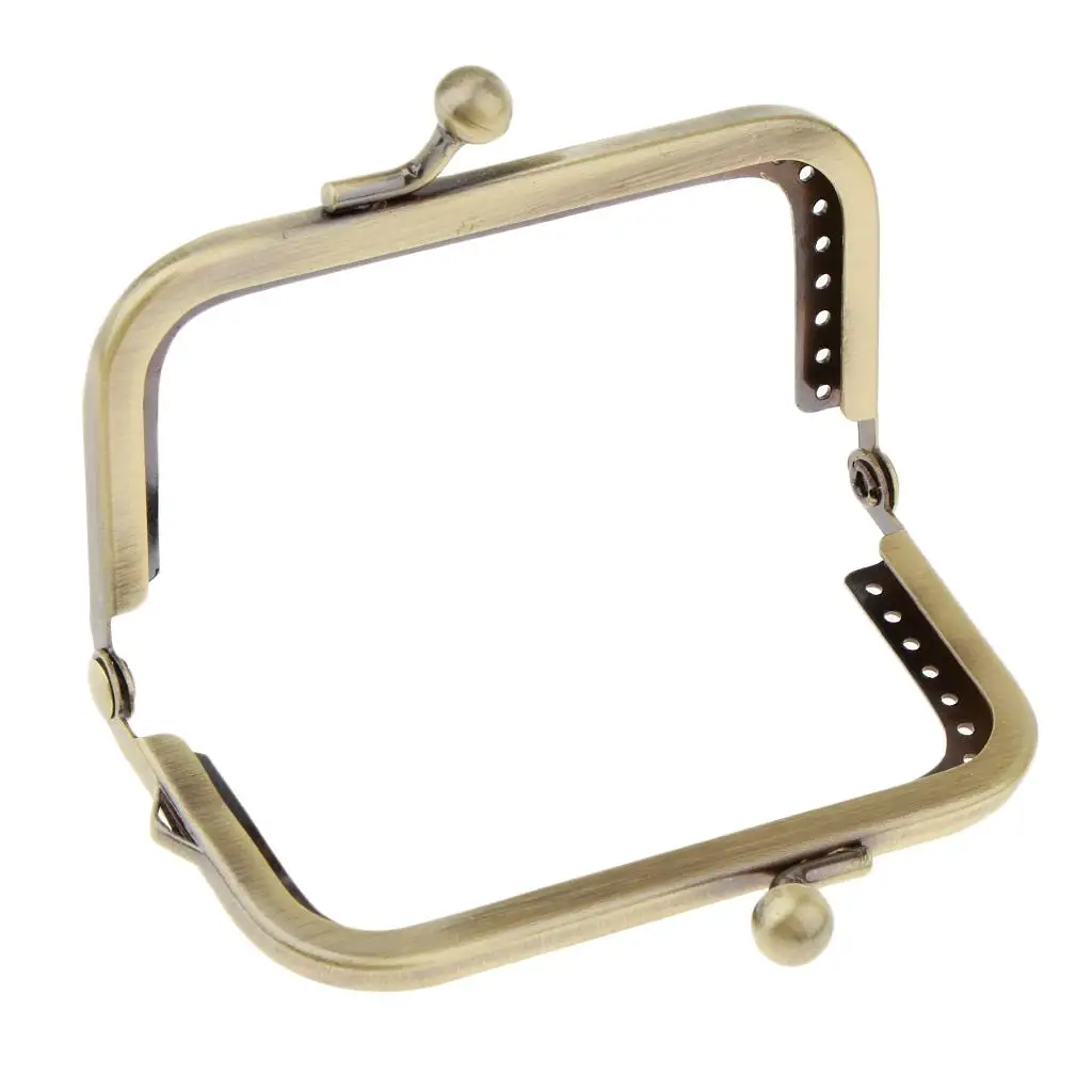 Rectangular Metal Purse Frame Kiss Clasp Lock Durable Iron Handle for Girls Purses and Clutch Bag Making