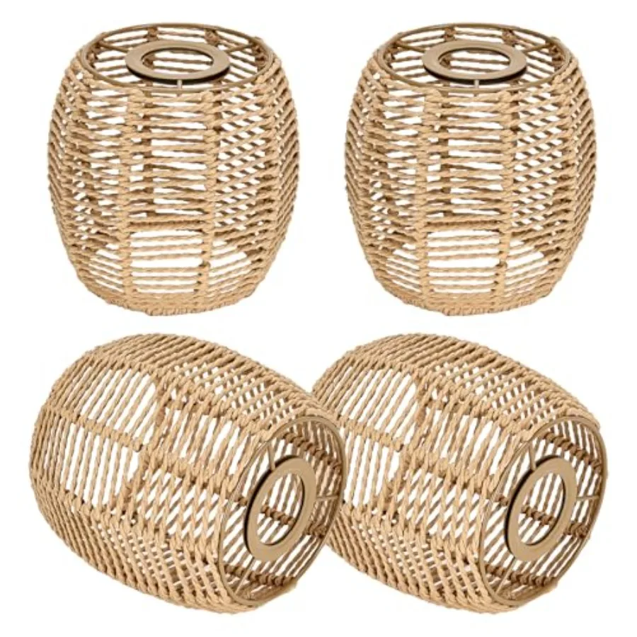 

4 Pack Boho Lamp Shade for E26 Base Premium Rattan Lamp Shade for Living Room, Bedroom, and Dining Room Durable rattan pendant