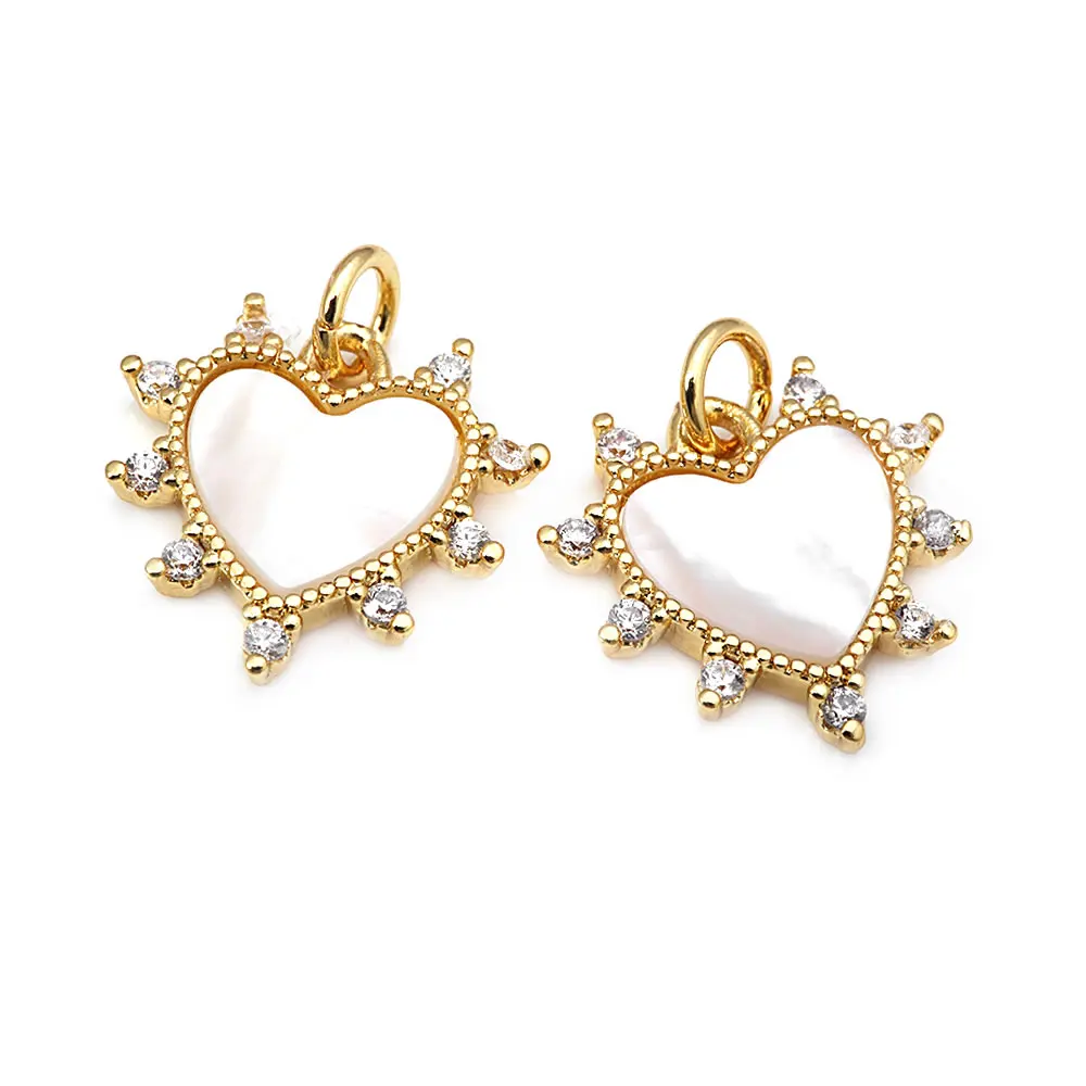 4PCS Brass Zircon Shell Heart Charms Pendants High Quality Necklace Earrings Diy Jewelry Accessories Rosediy official-website