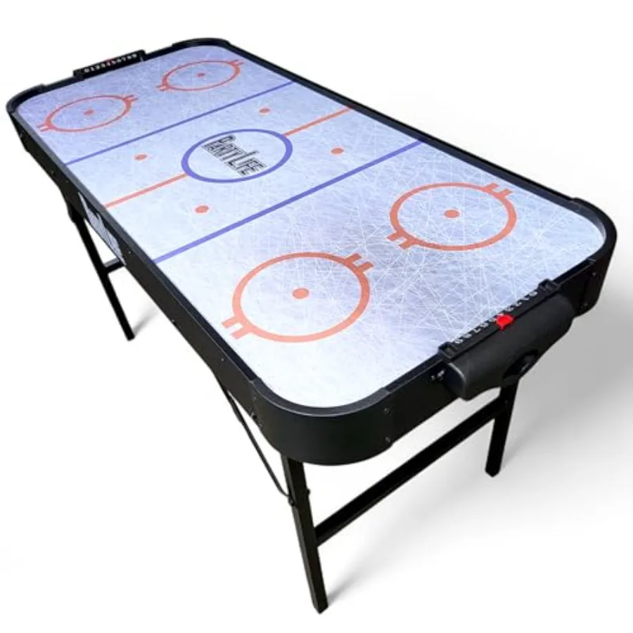

Настольный аэрохоккей 54 дюйма со складными стальными ножками и опциональной LED-подсветкой, гладкая поверхность, мощный мотор, прочная конструкция, идеально подходит для и