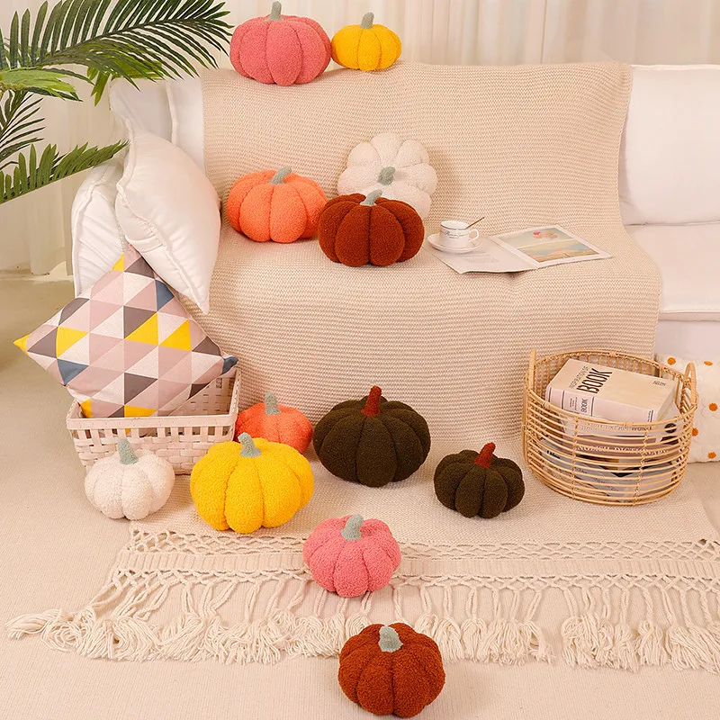 Thanksgiving-Kürbiskissen, 3D-Kürbisförmiges Kissen, Plüschkissen, dekorative Kürbis-Überwurfkissen für Herbst, Herbst, Schlafzimmer, Sofa – Detail 7