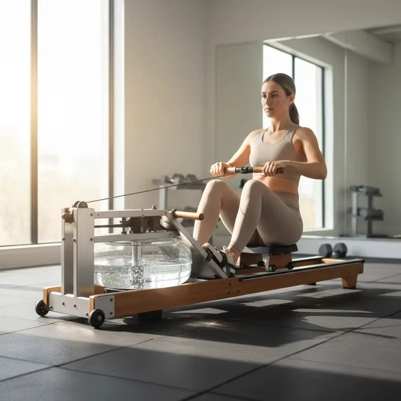High Quality Solid Wooden Water Rowing Machine Silent Water Resistance Rower Indoor Home Gym Cardio Workout Equipment