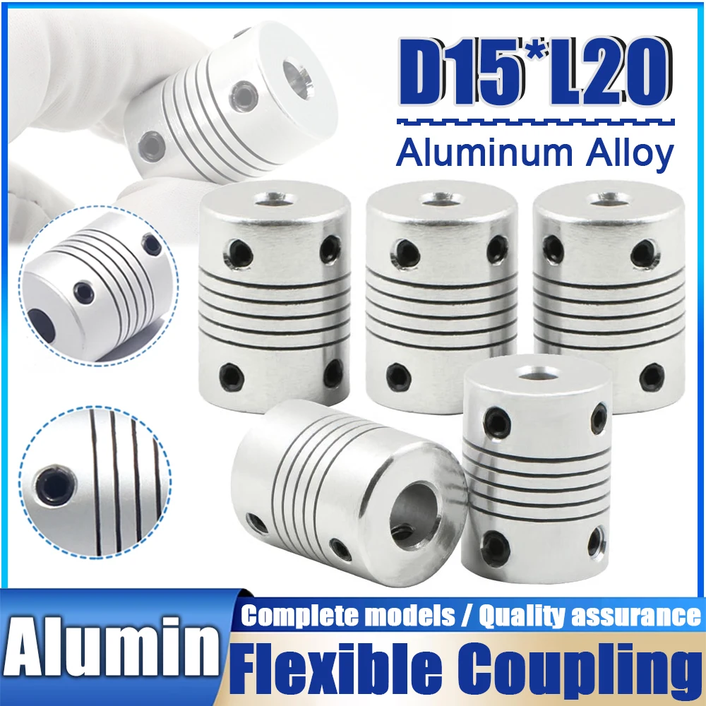 

D15xL20 Aluminium Flexible Shaft Coupling Rigid 2 3mm 3.17 4 5mm 6mm 6.35mm Stepper Motor Coupler Encoders Engraving Machine CNC