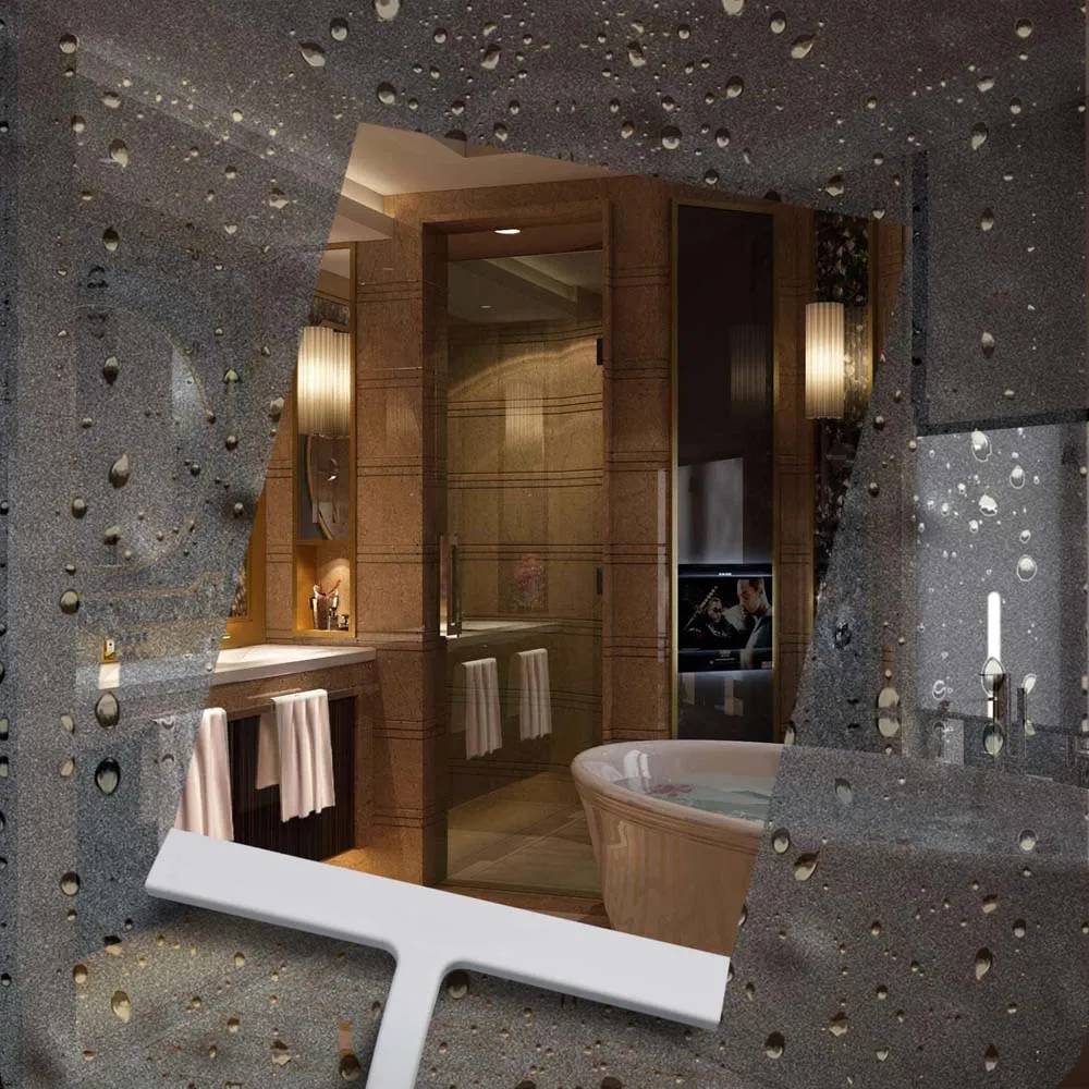 Duschabzieher für Glastüren und Badezimmer, Edelstahl mit Silikonklinge, Fenster- und Spiegelreiniger mit Bohrerfreiem Aufhänger – Detail 14