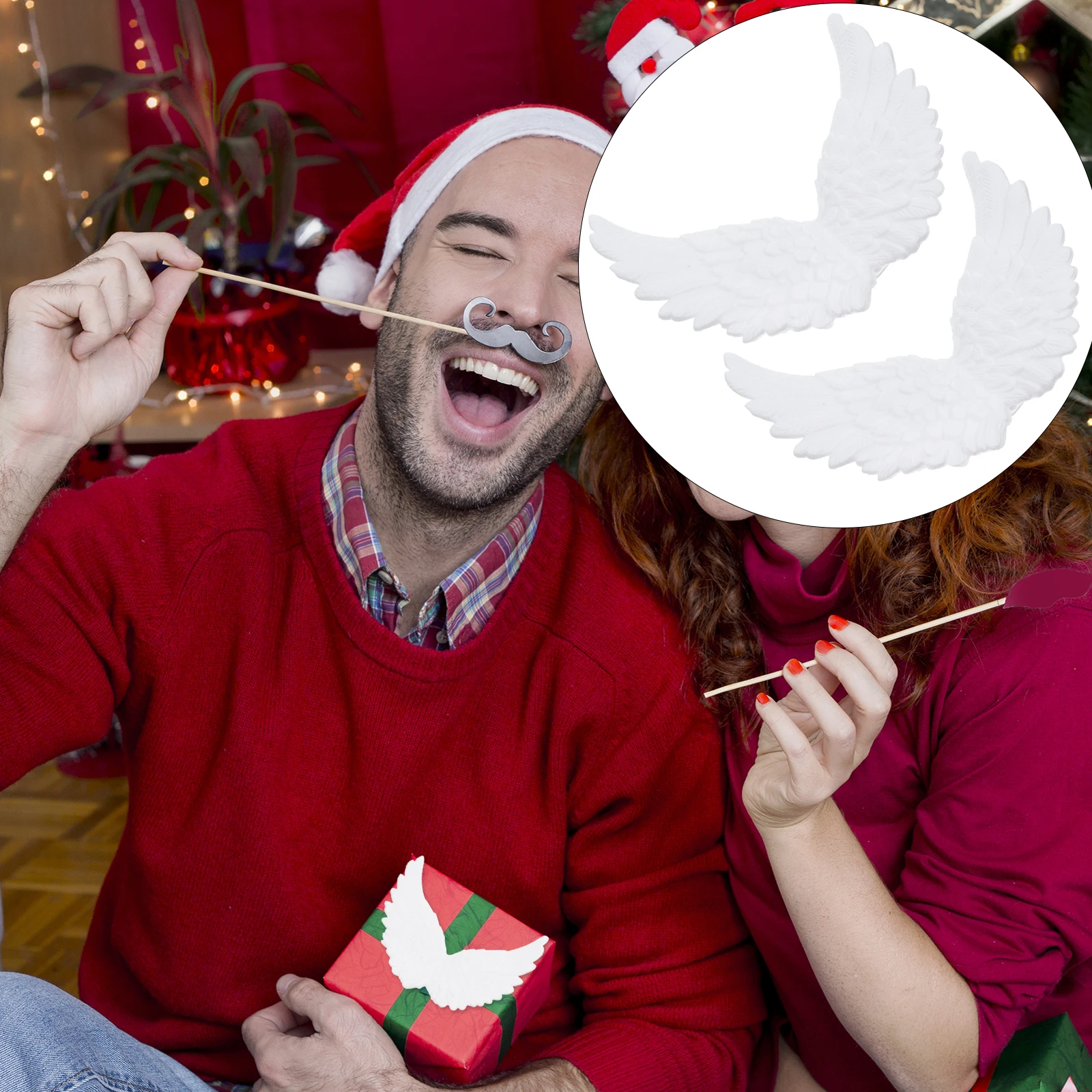 6 pçs asas de anjo acessórios plástico branco diy artesanato decoração para árvore de natal grinalda sinos de vento guirlanda decoração diy anjo