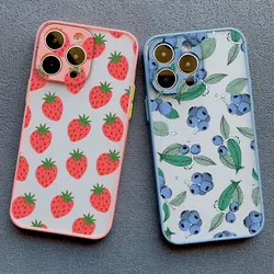 Fruit Lemon Strawberry Blueberries Phone Case For iPhone 16 15 14 11 Pro Max 12 13 Mini Pro Max XS XR X 7 8 15 14 Plus SE2 Funda