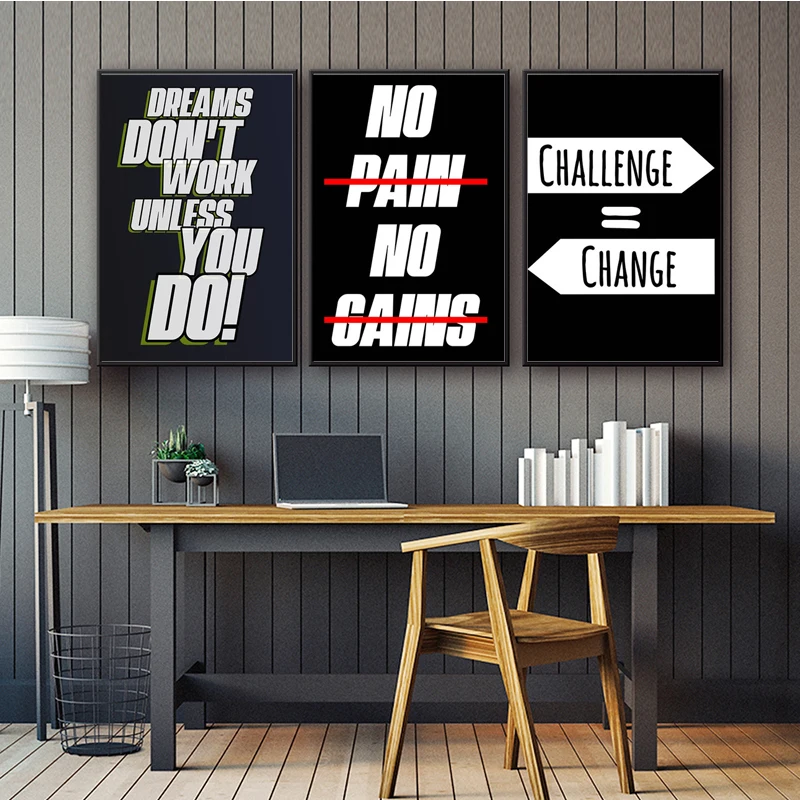 Poster Wall Art The Office Paintings Wall Decor No Pain No Gain Decoration Motivational Posters Art Work Prints Canvas Painting