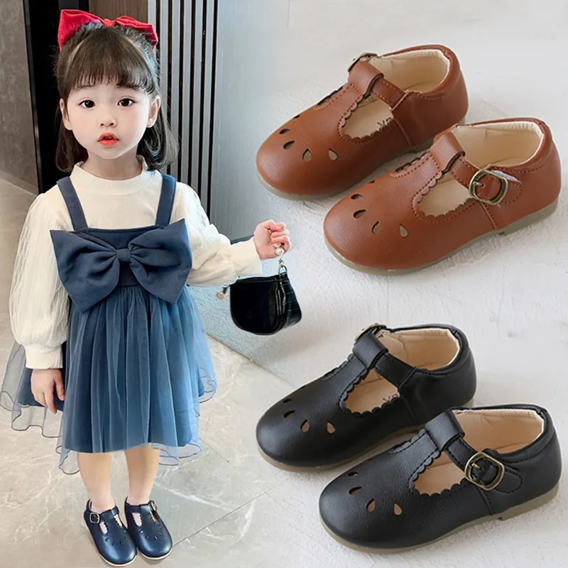 

Spring Autumn Toddler Little Girl Mary Jane Princess Dress Shoes Baby Girls Flat Leather T-Strap School Uniform Shoes