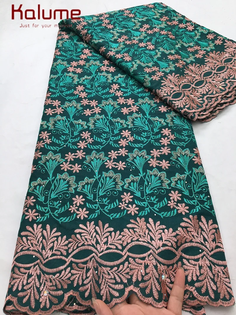 

Kalume 2025 African Lace Fabric Embroidered High Quality Nigerian Lace Fabric Cotton Lace Fabric For Sewing Women Dress F4367