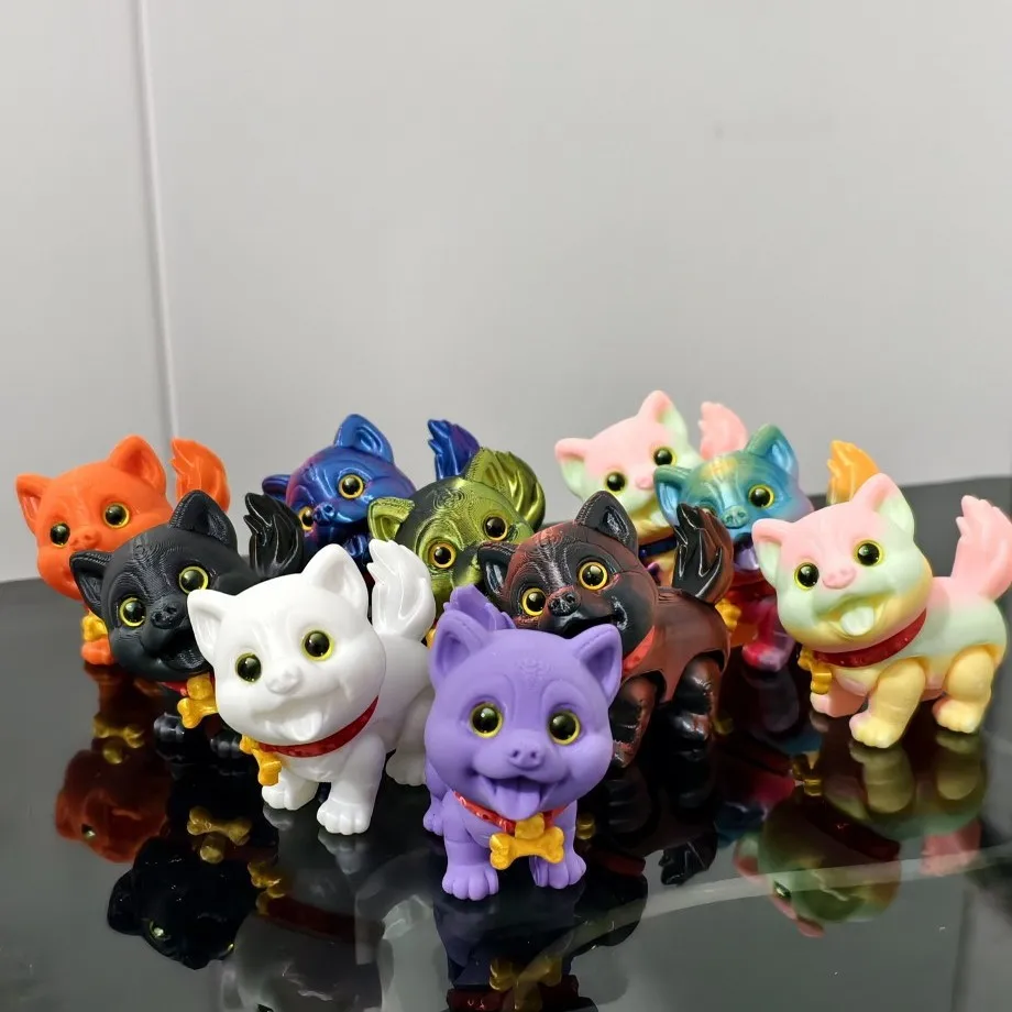 Desktop Decoration Small Ornaments 3D Printed Cute Puppy Toy Model Joints Movable Simulation Pet Puppy Children's Gifts