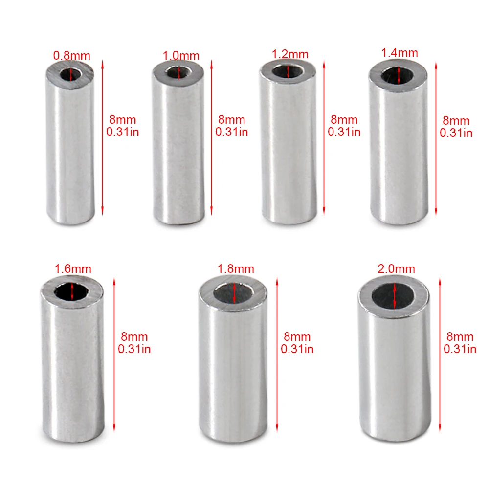 120 Teile/schachtel Angeln Aluminium Crimp Ärmeln Oval Barrel Runde Schleife Hülse Draht Führer Rigging Tackle Pesca Linie Rohr Anschlüsse – Detail 9
