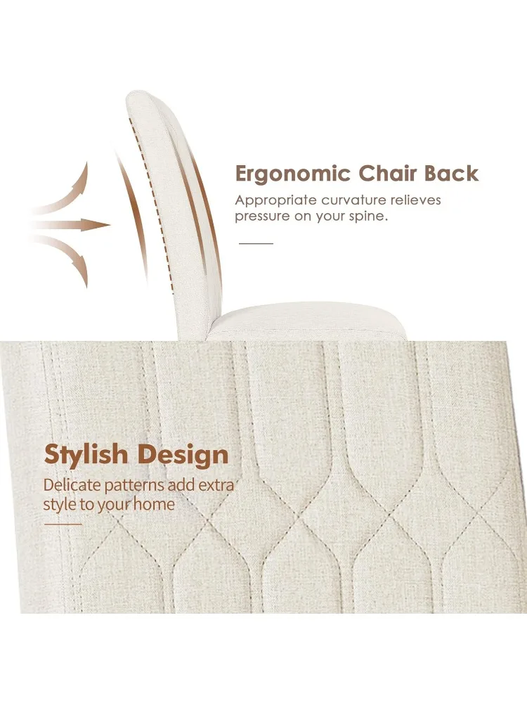 Ensemble de 6 chaises de salle à manger rembourrées, Parsons d'appoint modernes avec siège confortable, pieds en bois massif avec repose-pieds en caoutchouc, pour Livin