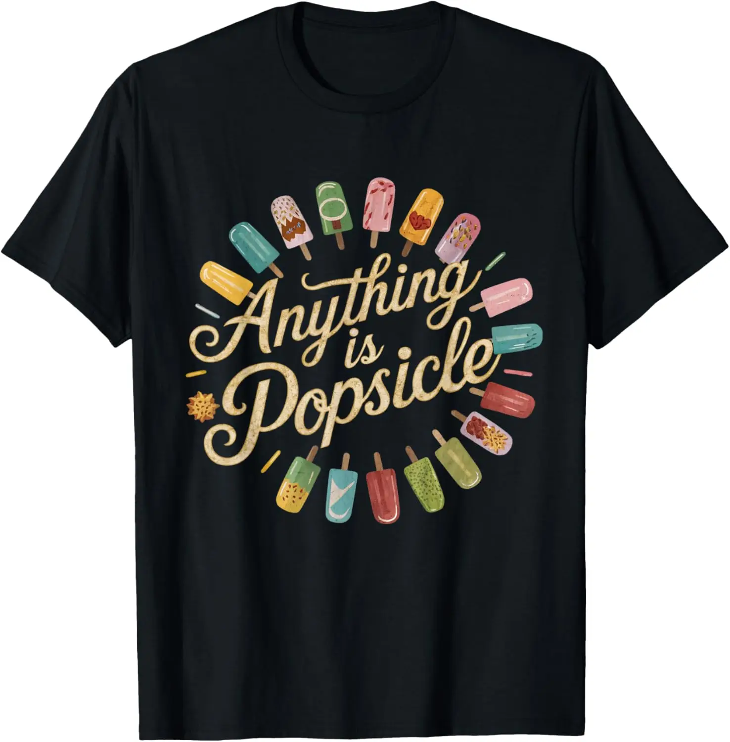 Anything Is Popsicle Cool Summer Ice Cream Pattern T-Shirt