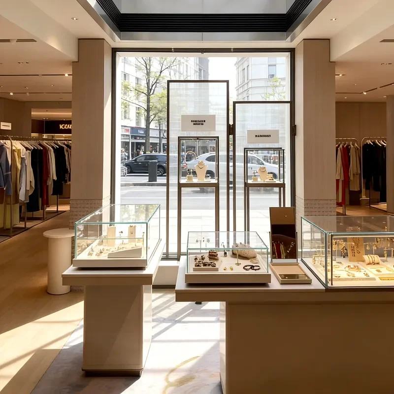 Jewelry Display Cabinet Single Tower Glass Showcase for Ring Necklace Retail Store