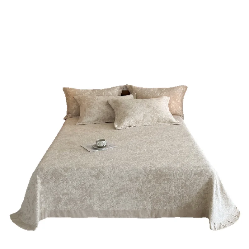 Luxury 3-Piece Jacquard Quilted Coverlet Set Thickened Pure Cotton Linen Bedspread New Home Textile King Size Blanket for Bed